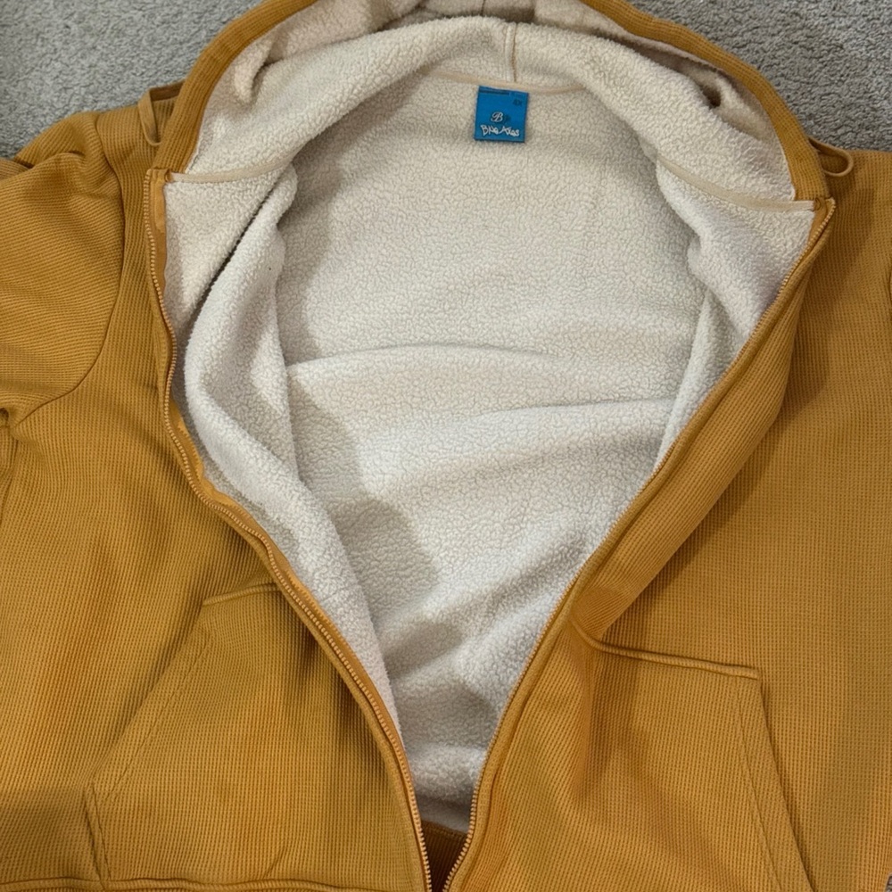 Yellow Zip-Up Jacket with White Lining